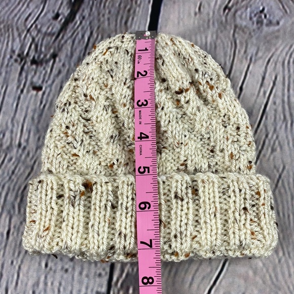 Homemade Cream/Brown/Tan Crocheted Knit Yarn Hat - Picture 9 of 11